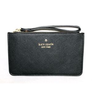 KATE SPADE NEW YORK Black Leather Classic Slim Bee Wristlet